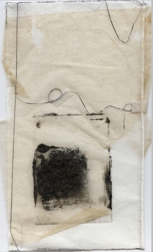 Standing Witness, 9.5&amp;quot; x 9&amp;quot;, Monotype With Silk And Thread On Paper