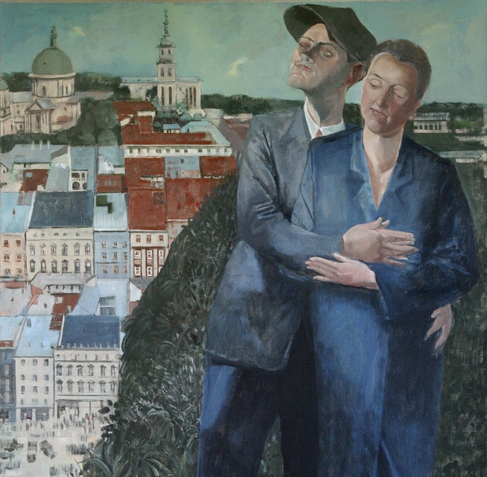 Embrace-After Felixmuller, 53" x 36", Oil On Canvas