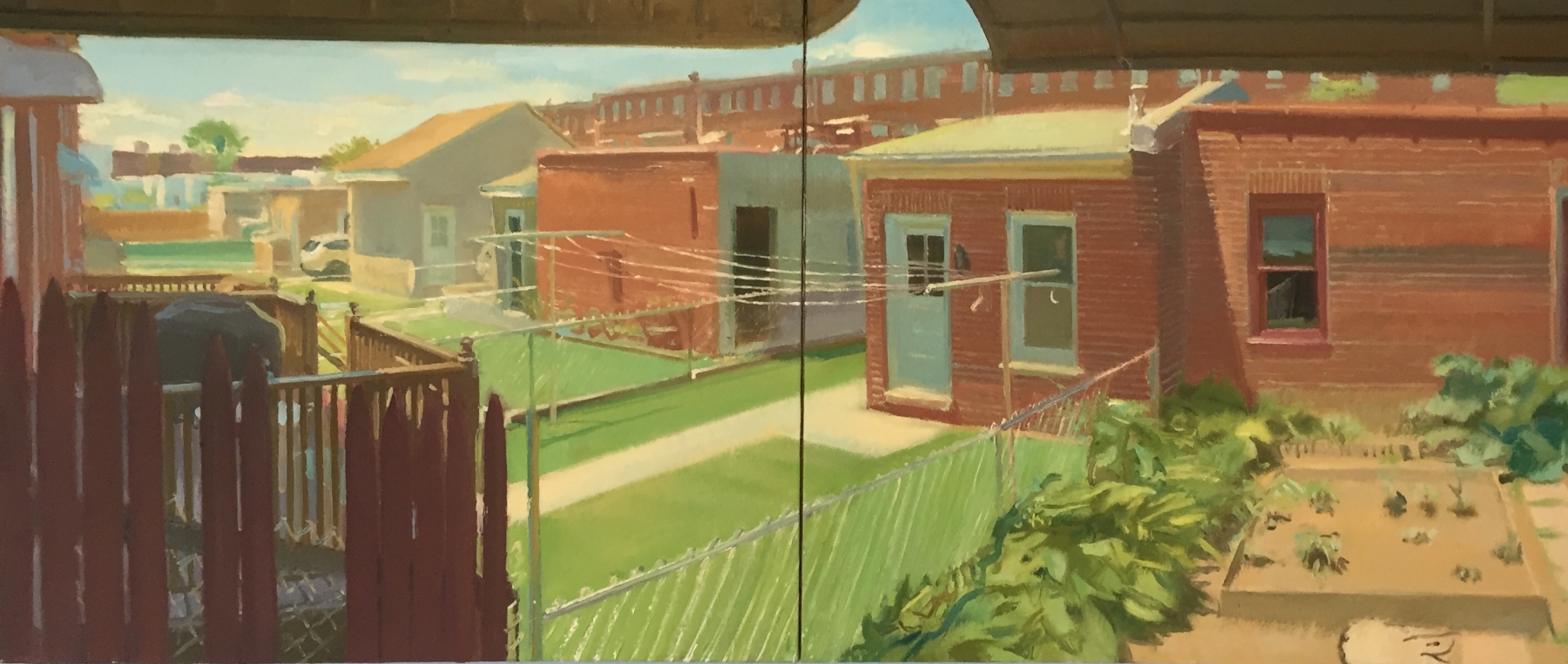 Backyards with Clotheslines, 26&quot; x 50&quot;