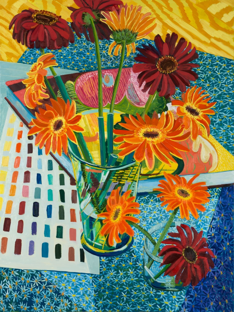 Lauren Whearty,&nbsp;Still Life With Gerbera Daisies, 48&quot; x 36&quot;