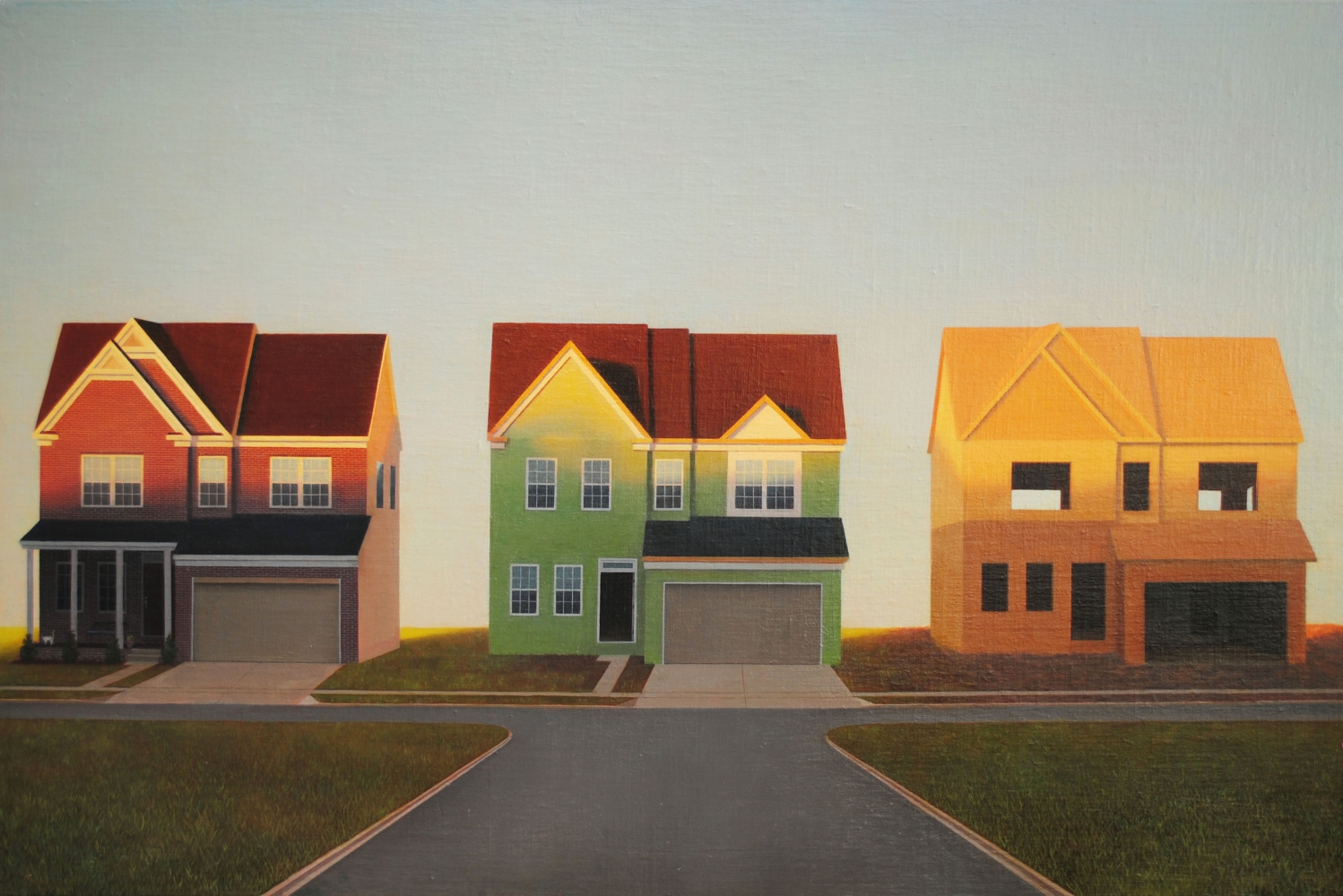 Little Boxes  24" x 36" Oil On Linen-Mounted Panel