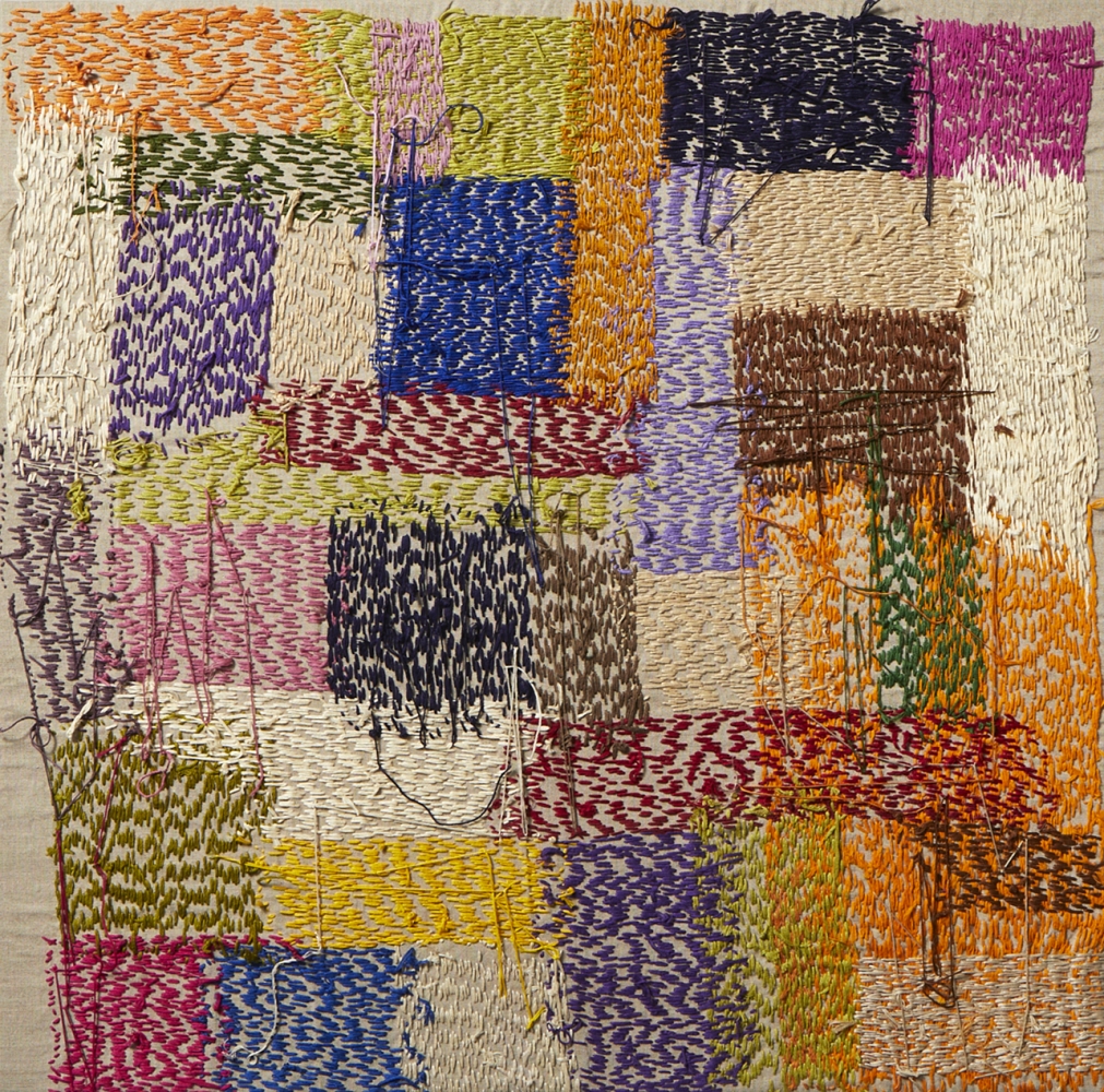 Mixed Color Composition  30" x 30"  Thread On Linen