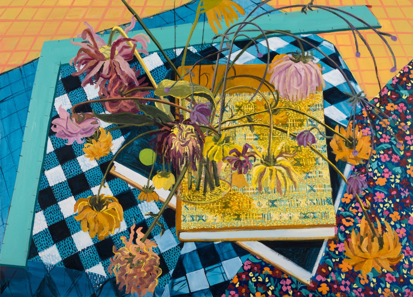 Lauren Whearty,&nbsp;Still Life With Dahlias And Annie Albers, 40&quot; x 55&quot;