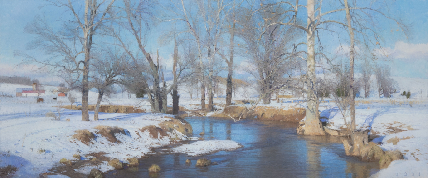 Bend In The Creek  26.25" x 63"  Oil On Canvas