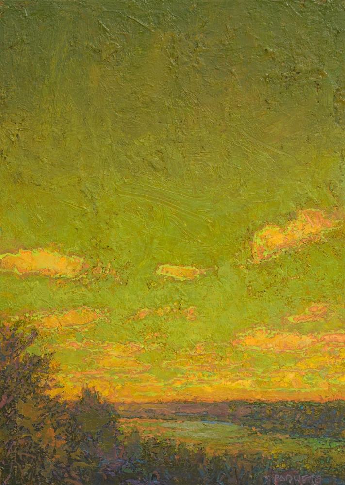 Green Sky Over The Mississippi (SOLD), 14&quot; x 10&quot;