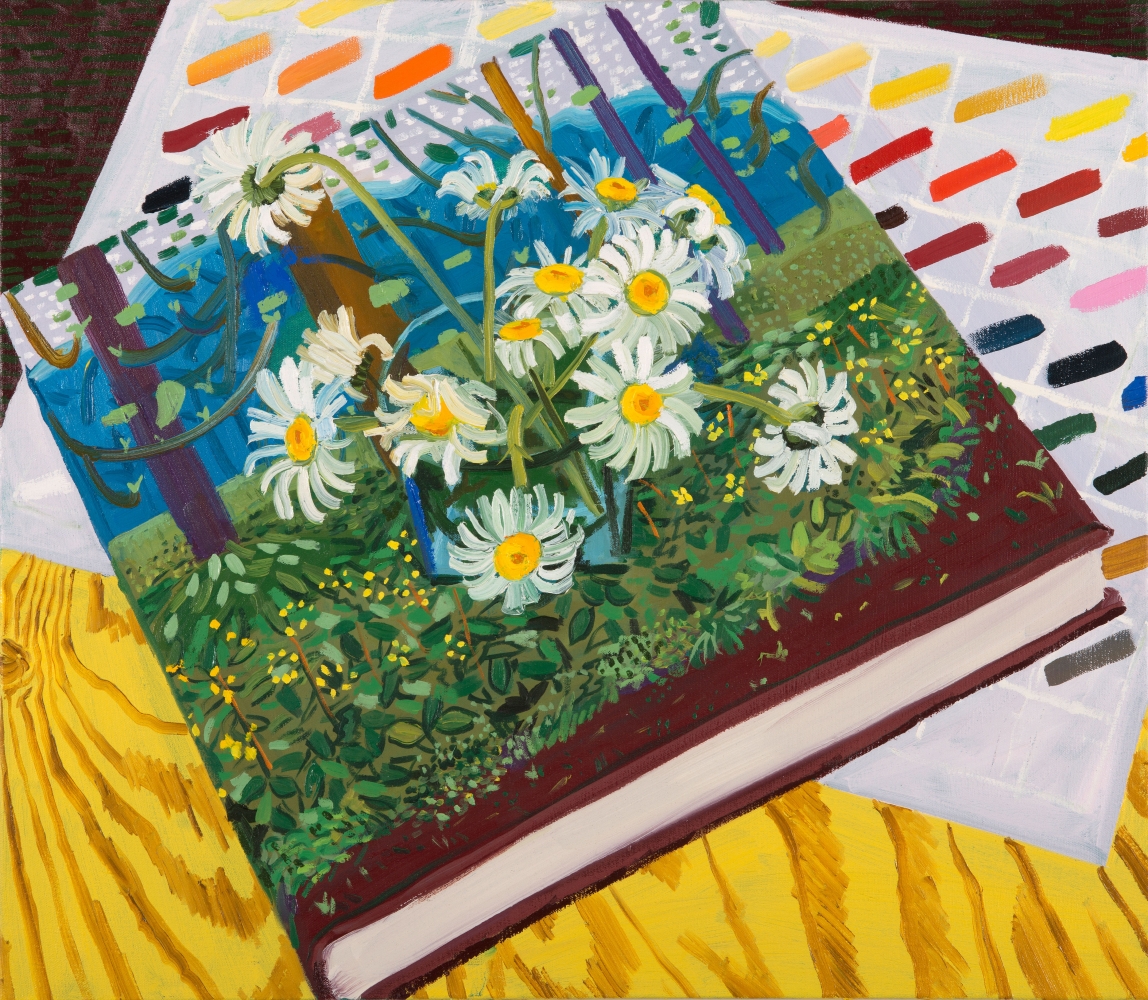 Lauren Whearty,&nbsp;Still Life With Daisies &amp;amp; Hockney, 21&quot; x 24&quot;