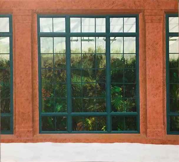 Leigh Werrell, Longwood Greenhouse  22" x 24"  Oil On Panel