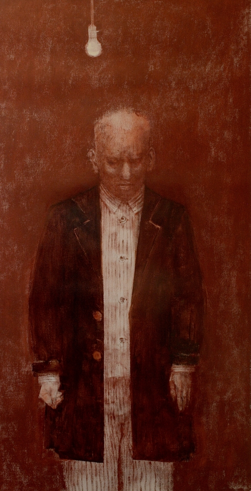 Overcoat Over Pajamas  43" x 23"  Oil On Canvas