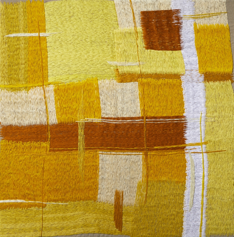Yellow  30" x 30"  Thread On Linen