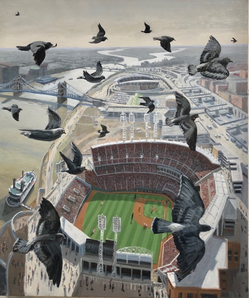 Great American Ballpark, Cincinnati, 40" x 34", Oil On Canvas