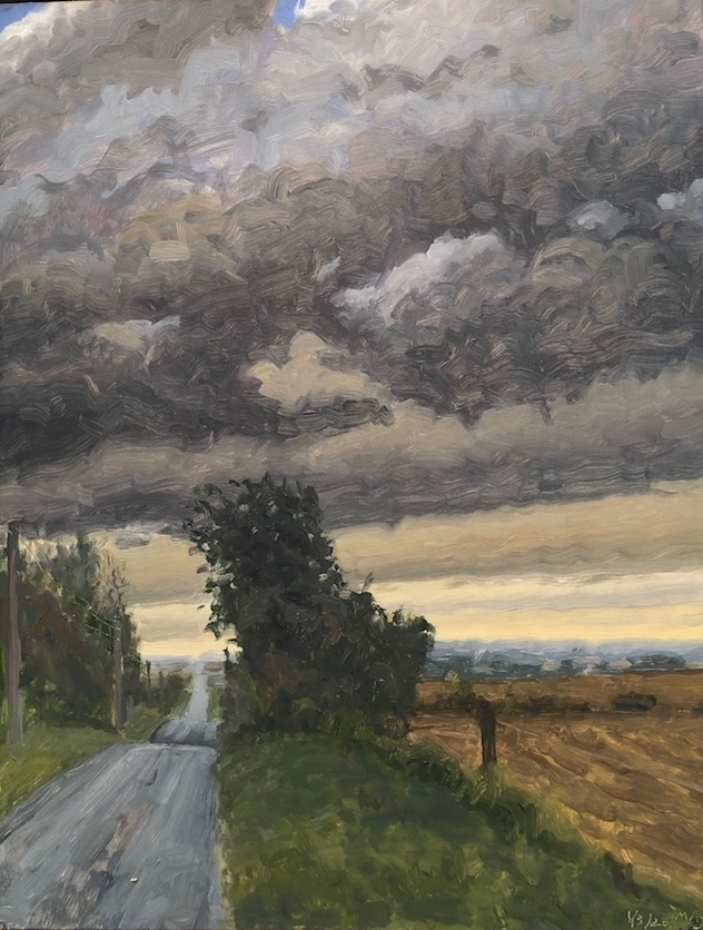 Storm Approaching Napton  14" x 18"  Oil On Board
