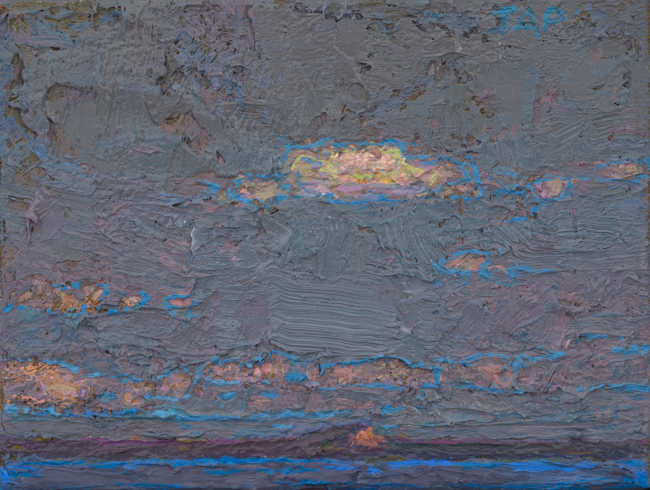 Thomas Paquette, Mt. Kineo From Rockwood III  3.5" x 4.5"  Oil/Linen/Mounted Wood Panel