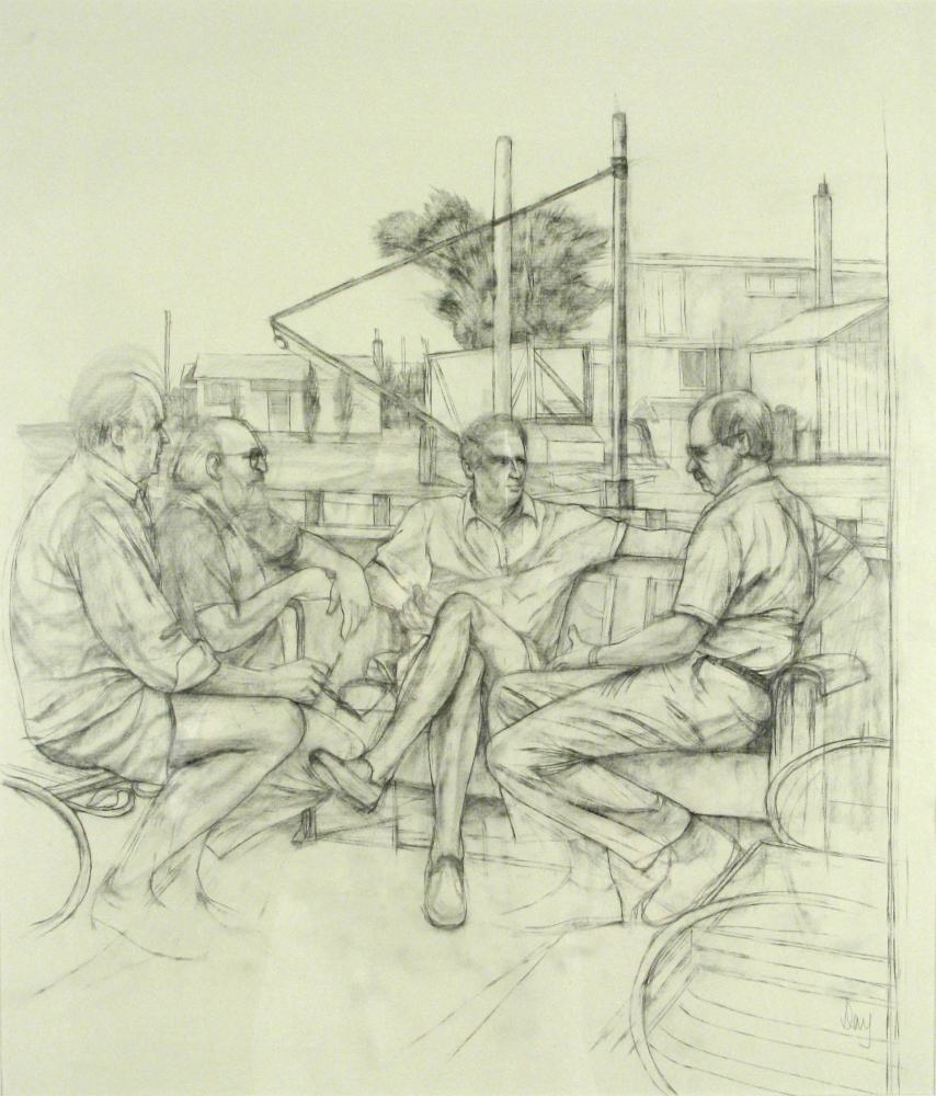 Conversation, c. 1975  23" x 20"  Graphite On Paper