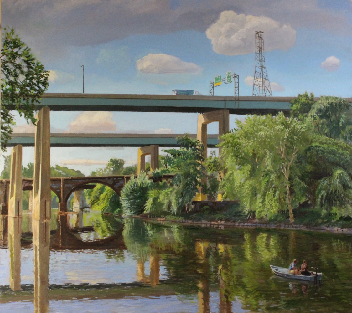 Fishing At Midvale (SOLD), 36&quot; x 40&quot;