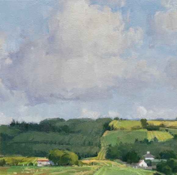 Jeffrey Reed, Hill Farm 8" x 8"  Oil On Canvas Mounted On Panel