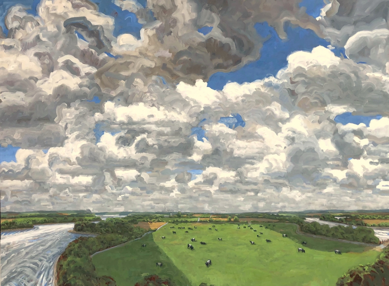 Big Sky In The Bottomlands  52" x 64"  Oil On Canvas
