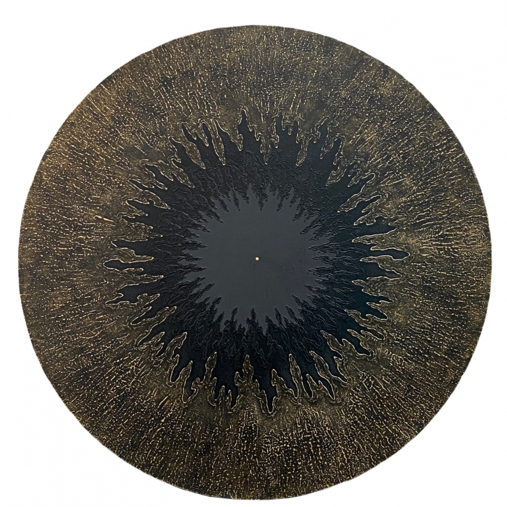 ATMAN - 5  24" Diameter  Abraded Acrylic And 23.5K Gold On Archival, Cradled Wood Panel