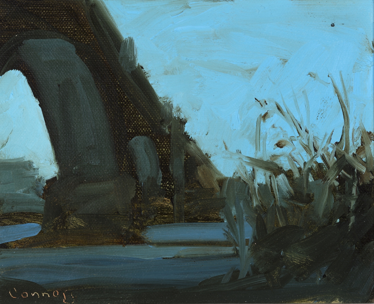 Late Winter, Schuylkill River Viaduct, Evening, 6&quot; x 7&quot;