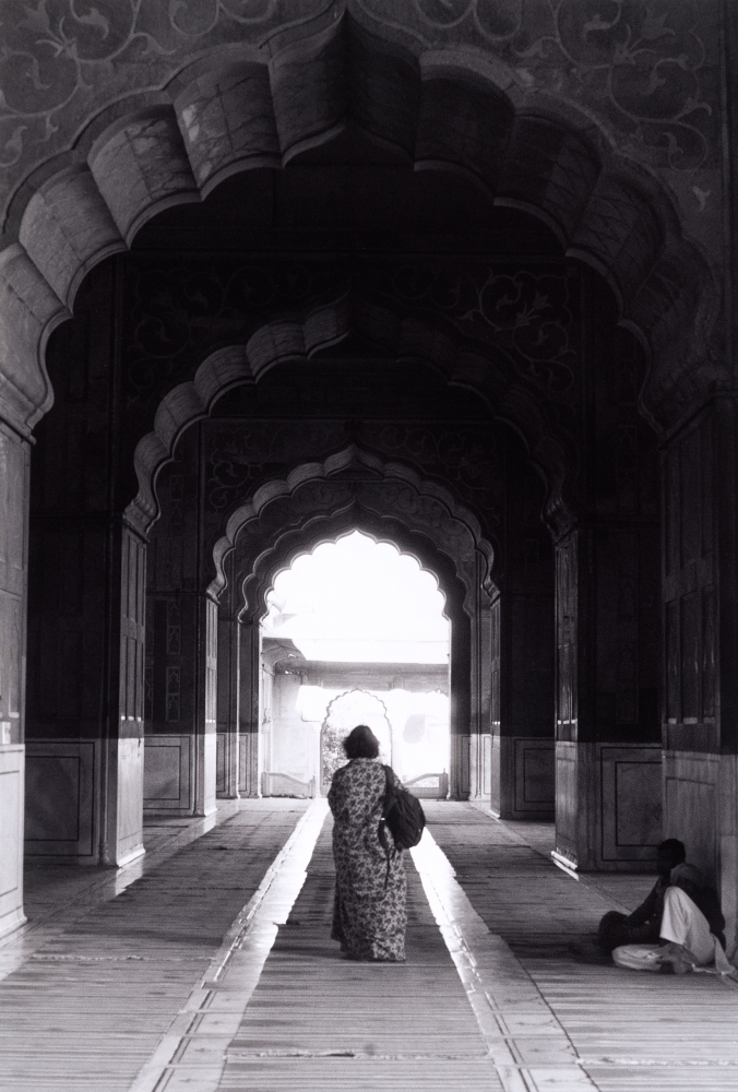 Leaving The Mosque, Delhi  17" x 11.5"  Toned Silver Gelatin Print