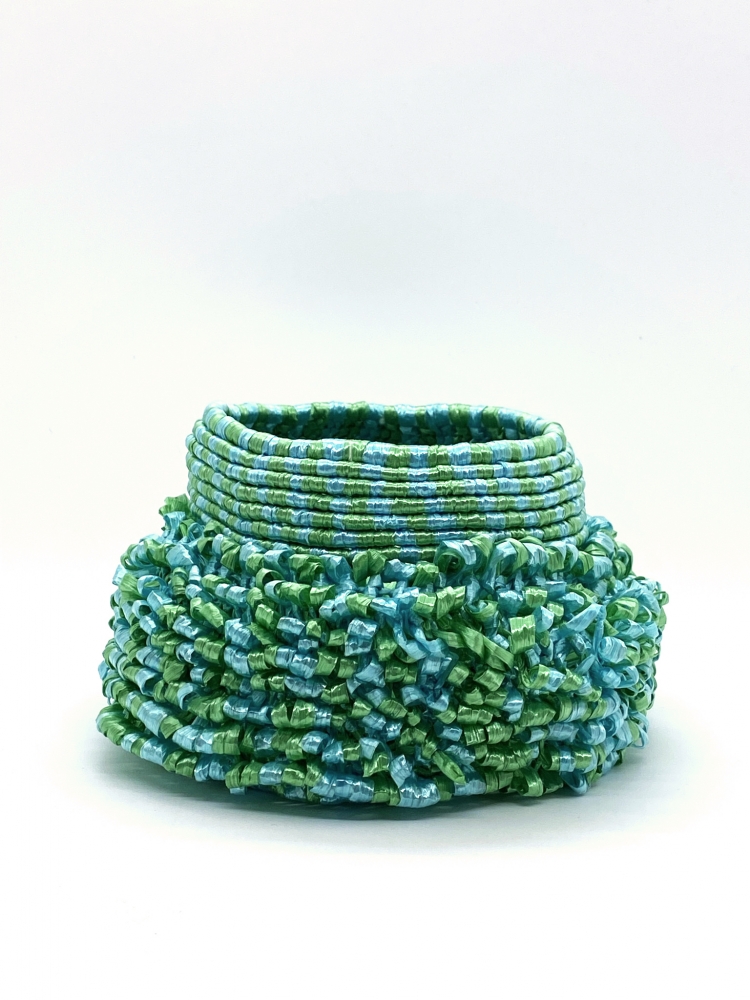 Blue And Green  4" x 5" x 5"  Ribbon And Polyester Cording