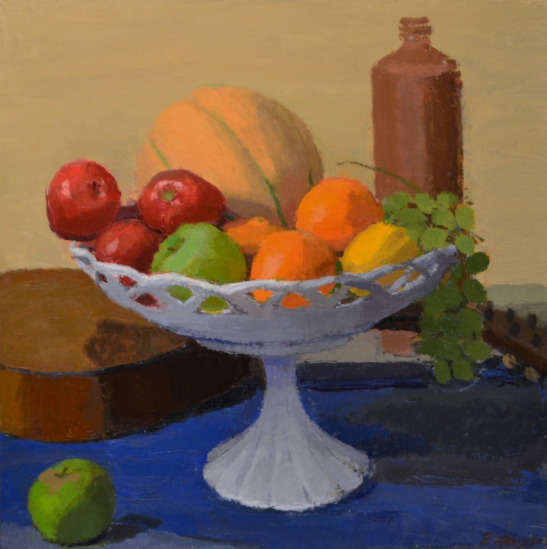 Compote And Mandolin, 16&quot; x 16&quot;, Oil On Linen