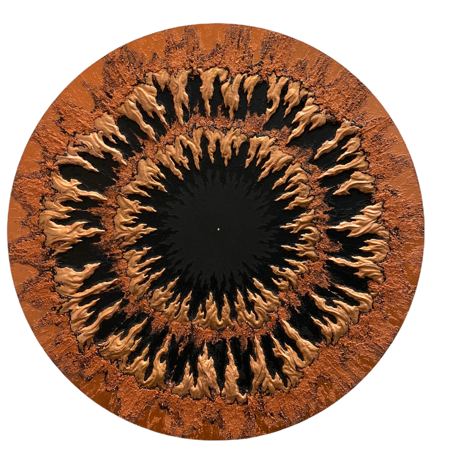 Atman 7, 36&quot; Diameter, Copper Repousse Elements, 23.5K Gold, Abraded Acrylic And Mineral Particles On Archival, Cradled Wood Panel