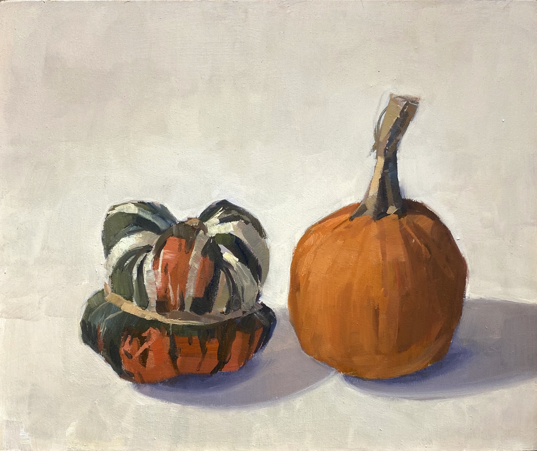 Turk&rsquo;s Turban and Pumpkin, 10&quot; x 11&quot;, Oil On Panel 2020