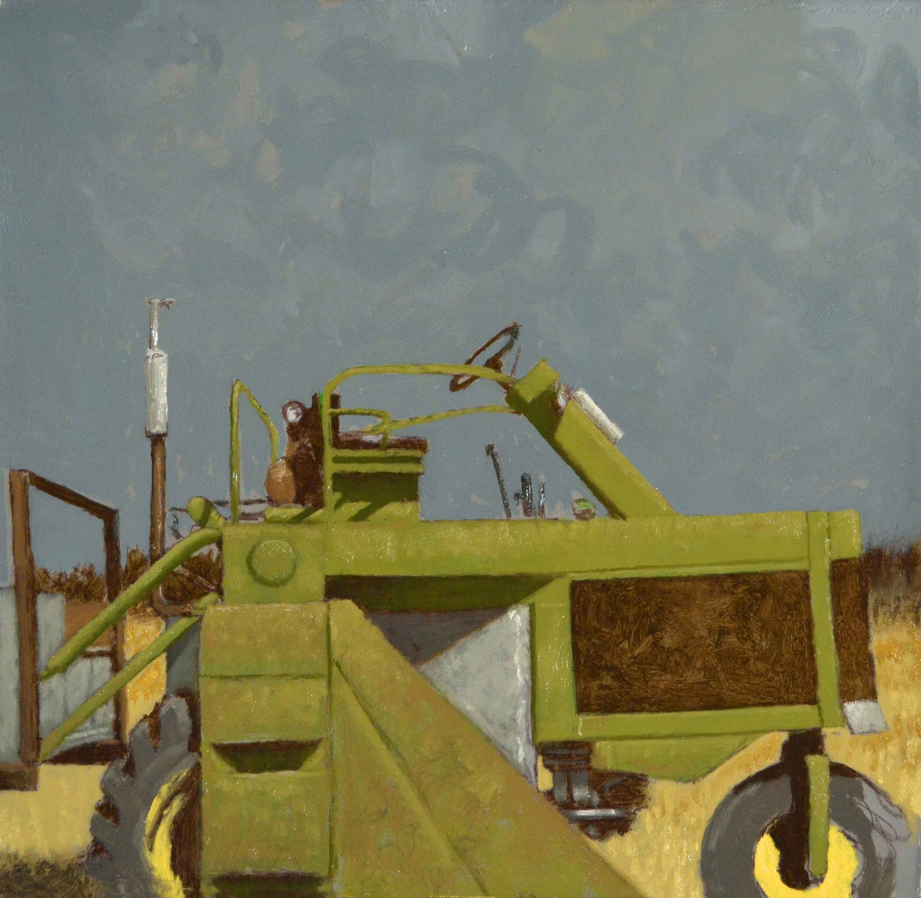 Green Tractor, 12&quot; x 12&quot;, Oil On Panel