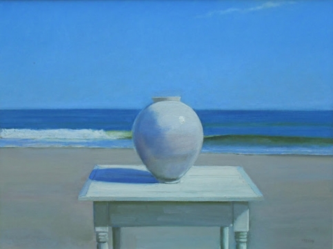 Frank Trefny, Oil On Canvas, Vase And Ocean