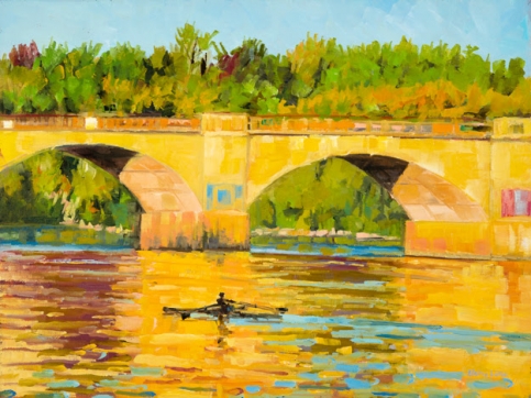 Elaine Lisle, Rowing on the River, Oil On Canvas
