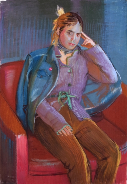 Portrait Of Natassia In Denim Jacket, 44&quot; x 29.5&quot;