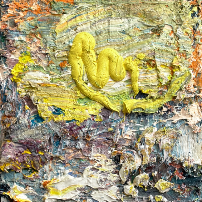 Ying Li, Ballad Of The City, Yellow Dragon Over Manhattan 10" x 10"  Oil On Linen