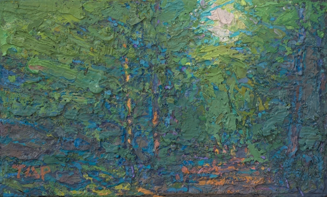 Thomas Paquette, Ironwood Trail Study II (Green) (SOLD)  3.13" x 5.13"  Oil/Linen/Mounted On Wood Panel