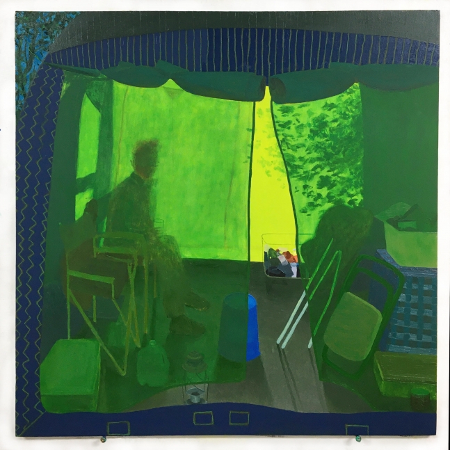 Leigh Werrell, Camping With Henry  28" x 28"  Oil On Canvas