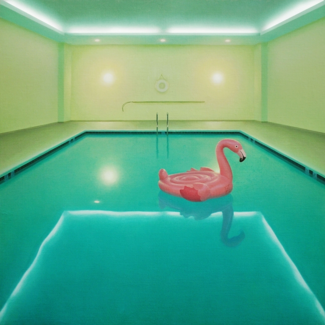 The Pool Party  30" x 30"  Oil On Linen-Mounted Panel