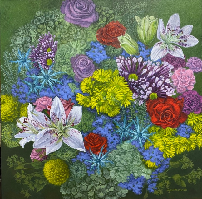 Lynn Muchnick, Welcome Spring 24" x 24"  Acrylic On Canvas