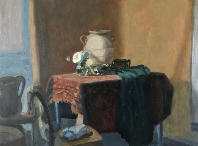 Giovanni Casadei, Interior With Water Jug 14" x 19"  Oil On Panel