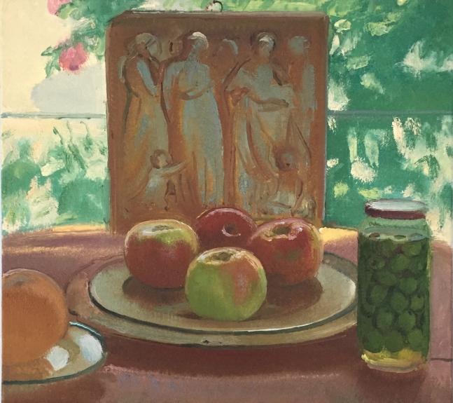 Scott Noel, Apples And Olives 16" x 18"  Oil On Linen