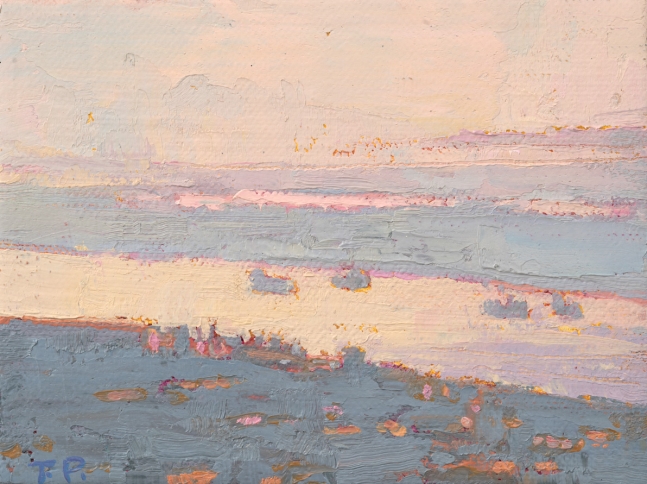 Thomas Paquette, Shipping Lanes, New Orleans  3.38" x 4.5"  Oil/Linen Mounted On Birch Panel