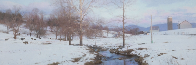 Last Light, Swover Creek  20.25" x 60"  Oil On Canvas