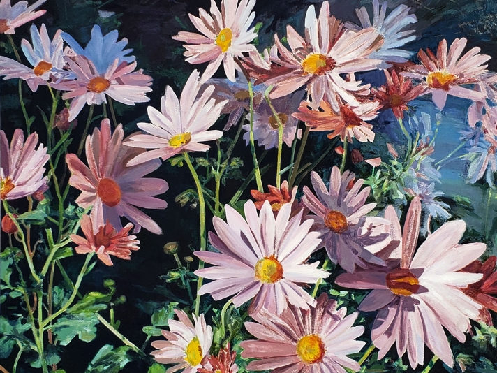 Naomi Chung, Autumn Mum, Oil On Canvas