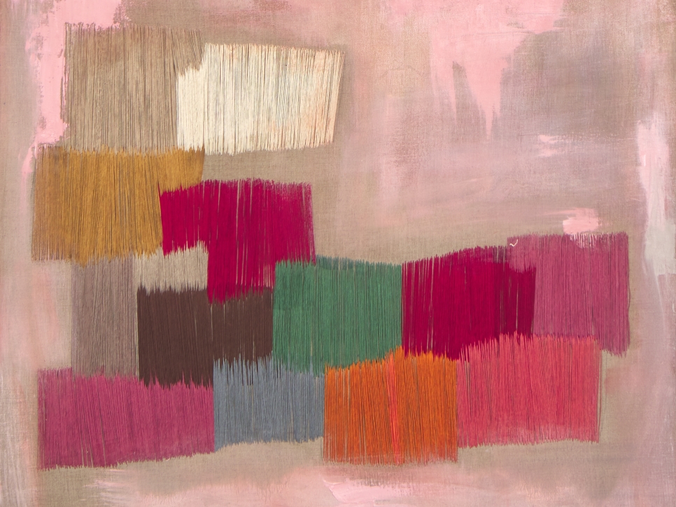 Natasha Das, Untitled Pink, Thread And Oil On Canvas